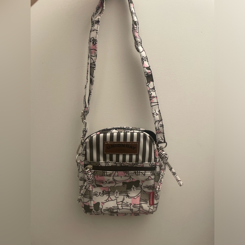 Cute pink and white cat crossbody bag